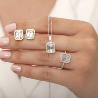 Juego Collar y Aretes en Plata
