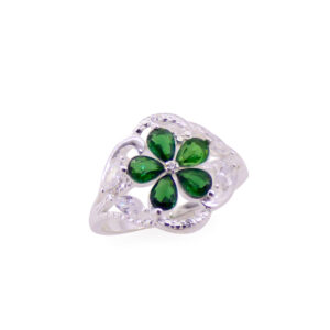 Anillo Flor en Gemas Green