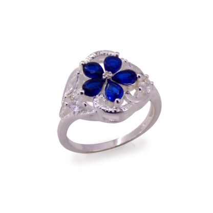 Anillo Flor en Gemas Blue