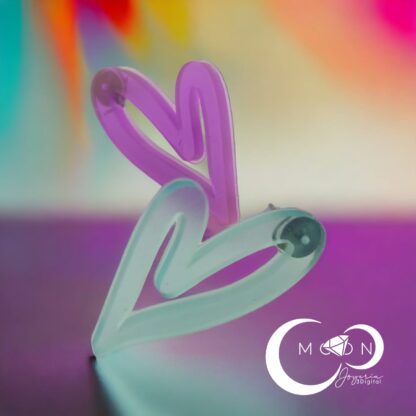 Aretes Corazón Rosa -Cian - Imagen 2