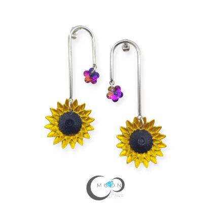 Aretes Largos Girasoles con Mariposas - Imagen 3