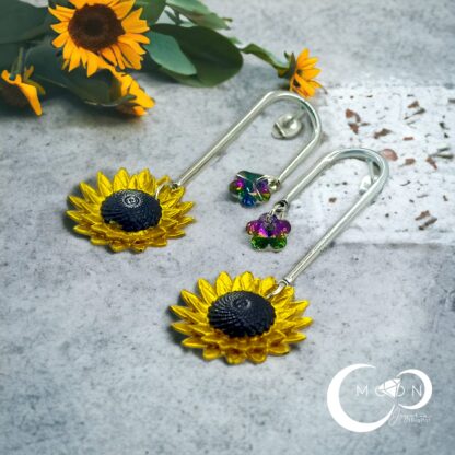 Aretes Largos Girasoles con Mariposas - Imagen 4